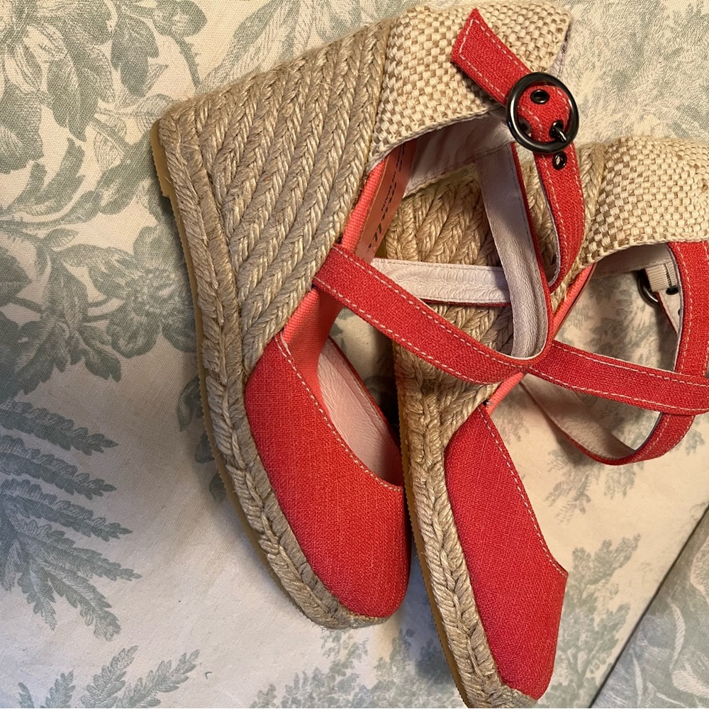 Coral Espadrille Wedge Sandals by Bettye Muller
